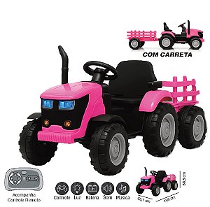 ZIPPY - MINI TRATOR ELETRICO 12V C/ RC ROSA