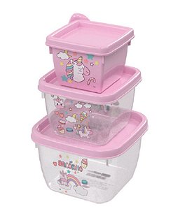 CJ CONECTS POTE QUADR C/ 3 PCS UNICORNIO - 140 / 270 / 470 ML