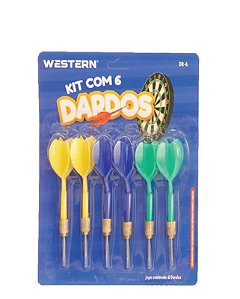 TOY - JOGO 6 DARDOS COM PONTA DE METAL