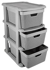 GAVETEIRO DE CHAO 3 GAVETAS 15L JUTA CINZA 59,2X42X30,5 CM