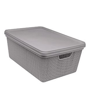 CAIXA JUTA 15L C/ TPA CINZA