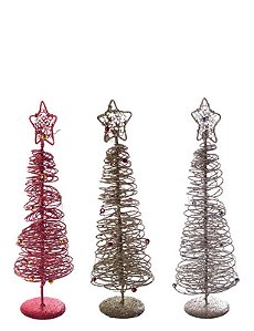 ARVORE DE NATAL DE MESA 24CM METAL GLITTER DEC
