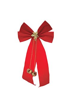 ENFEITE DE NATAL LACO DUPLO VELUDO C/GUIZO 21 X 36 CM