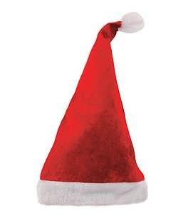 GORRO DO PAPAI NOEL 30 X 40 CM VELUDO VERMELHO - CAIXA C/ 12 PEÇAS