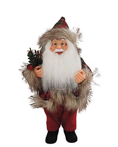 PAPAI NOEL 25CM CASACO PELUCIA XADREZ