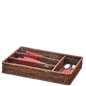 RATTAN RUSTIC - PORTA TALHER C/ DIVISORIA 34 X 25 X 7 CM