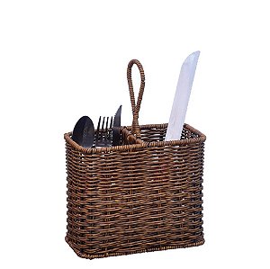RATTAN RUSTIC - PORTA TALHER RETANGULAR 20 X 11 X 17/29 CM