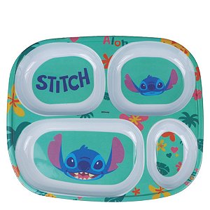 MELAMINE DISNEY - PRATO C/ 04 DIV STITCH - 24,6 X 21,8 X 2,4 CM