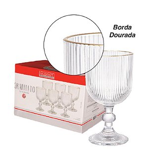 GLASS - TACA 370ML JG C/ 06 PCS GRAFFIATO BORDA DOURADA