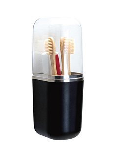 BLACK SUSPENSA 3M - PORTA ESCOVA E PASTA C/ TAMPA - 9 X 7 X 21 CM