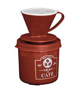 CJ P/ CAFE AROMA MARROM (FILTRO 100 + SUPORTE + POTE 1L)