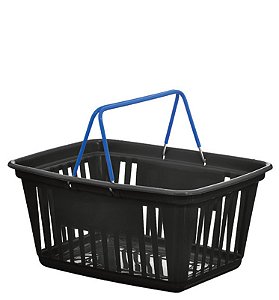 CESTA DE MERCADO C/ ALCA METAL 21,4L PRETO