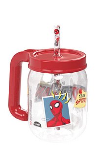 CANECA POTE C/ CANUDO 450 ML HOMEM ARANHA - CAIXA C/ 8 PEÇAS