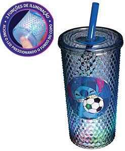 COPO LED C/ TAMPA E CANUDO 490 ML STITCH - CAIXA C/ 8 PEÇAS