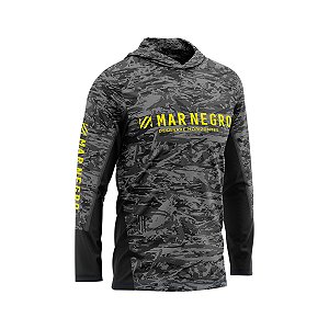 Camisa Pesca Mar Negro X-Protection Sublimada Uv50 Camuflado Chumbo