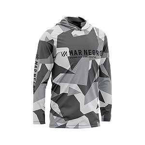 Camisa Pesca Mar Negro X-Protection Sublimada Uv50+ Geométrico