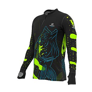 Camisa Pesca Mar Negro Premium Zíper Uv50 Tucuna