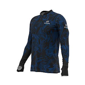 Camisa Pesca Mar Negro Premium Zíper Uv50 Clean Black