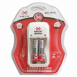 Carregador De Pilha Mox - Com 2 Pilhas AAA 2600mah