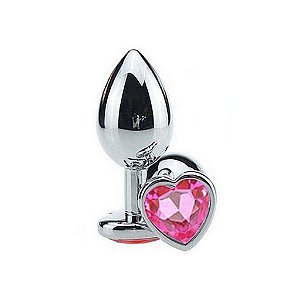 Plug Anal Coração Rosa Tamanho Médio 8,2 x 3,4 cm