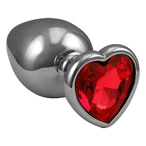 Plug Anal Coração Grande Vermelho 9,5 x 4 cm