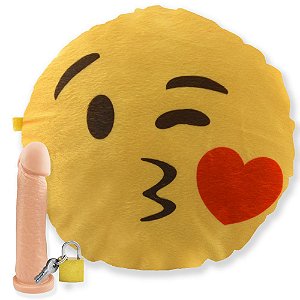 Pelúcia Emoji Beijinho Com Pênis 16cm Compartimento Secreto