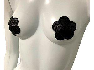 Nipple Cover (Coberto de Mamilos) Em Formato de Flor - Preto