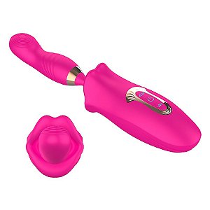 Vibrador de Pulsação Formato de Boca com Dedilhar / Tapping