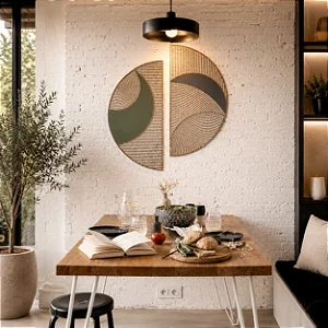 Escultura de Parede Semi Círculo Abstrato | Painel Decorativo Moderno em MDF