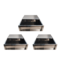 KIT 3 FORMAS LATERAL REMOVÍVEL TIRAMISU SLICE CAKE BOLO DE FATIA GRANDE INOX COM TAMPA 30X30X10 CM