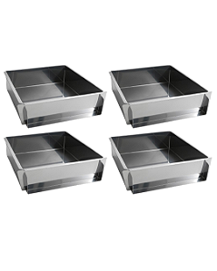 KIT 4 FORMAS LATERAL REMOVÍVEL TIRAMISU SLICE CAKE BOLO DE FATIA GRANDE INOX 30X30X10 CM