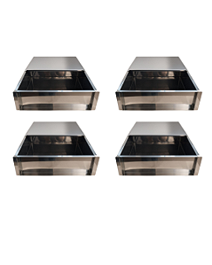 KIT 4 FORMAS LATERAL REMOVÍVEL TIRAMISU SLICE CAKE BOLO DE FATIA GRANDE INOX COM TAMPA 30X30X10 CM