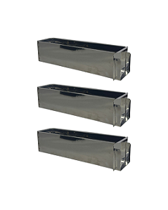 KIT 3 FORMAS LATERAL REMOVÍVEL TIRAMISU SLICE CAKE BOLO DE FATIA INOX 30X10X10 CM