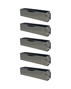 KIT 5 FORMAS LATERAL REMOVÍVEL TIRAMISU SLICE CAKE BOLO DE FATIA INOX 30X10X10 CM