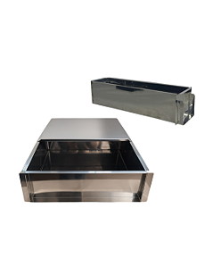 KIT 1 FORMA LATERAL REMOVÍVEL TIRAMISU SLICE CAKE BOLO DE FATIA GRANDE COM TAMPA INOX 30X30X10 CM +1 FORMA LATERAL REMOVÍVEL TIRAMISU SLICE CAKE 30X10X10 CM