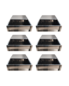 KIT 6 FORMAS LATERAL REMOVÍVEL TIRAMISU SLICE CAKE BOLO DE FATIA GRANDE INOX COM TAMPA 30X30X10 CM