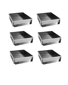 KIT 6 FORMAS LATERAL REMOVÍVEL TIRAMISU SLICE CAKE BOLO DE FATIA GRANDE INOX 30X30X10 CM