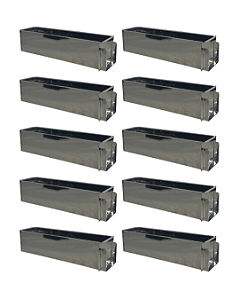 KIT 10 FORMAS LATERAL REMOVÍVEL TIRAMISU SLICE CAKE BOLO DE FATIA INOX 30X10X10 CM