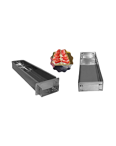 KIT SLICE CAKE INOX 30X10X6 + ASSADEIRA INOX COMPATÍVEL 30x10x3