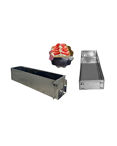 KIT 1 FORMA SLICE CAKE INOX LATERAL REMOVÍVEL 30X10X10 + 1 ASSADEIRAS INOX 30X10X3