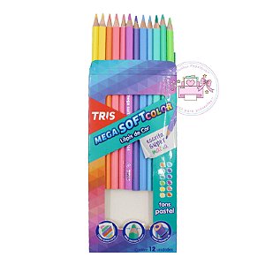 Lápis de Cor Tris 12 Cores - Mega Soft Color Tons Pastéis