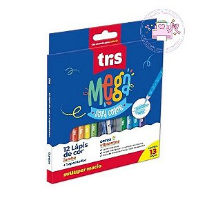 MEGA TRIS - Lápis Cor Jumbo C/12 Cores + 1 Apontador