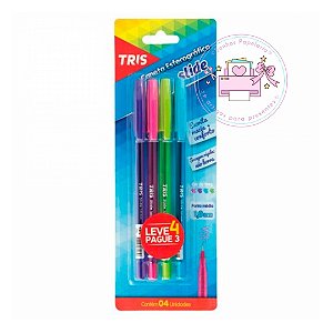 Caneta Esferográfica Slide - Cartela c/4 Cores  (TRIS)