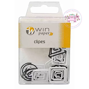 Clips Win Paper C/ 20 Peças | Preto e Branco Formatos Geométricos