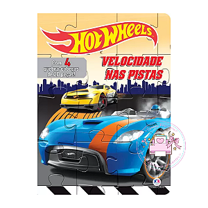 Livro Hot Wheels com 4 Quebra Cabeças Cartonado