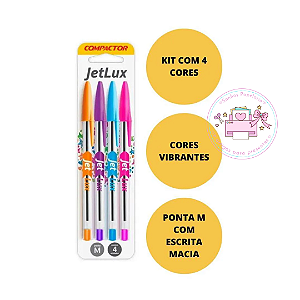 Kit Caneta Esferográfica  Compactor JET LUX Sortida C/4