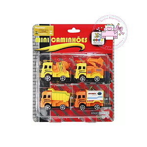 Mini Caminhões De Plástico C/Motor A Ficção  - C/4 unidades