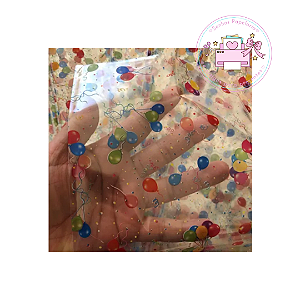 Saco de Presente Transparente Estampado - Grande  80x89cm