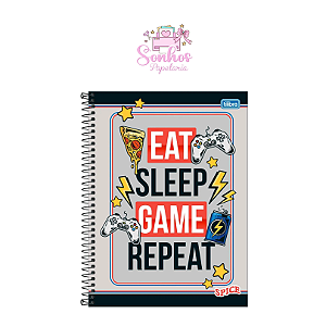 Caderno Tilibra - Spice MASC. Eat Sleep Game Repeat