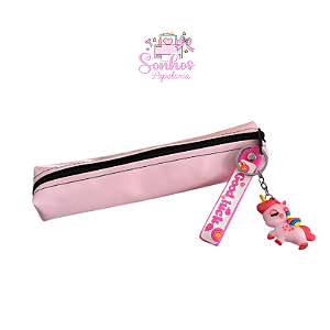 Porta Lápis "Tubinho" Rosa +  Chaveiro